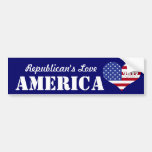 Republican's Love America-U.S. Heart Shaped Flag Bumper Sticker