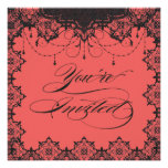 Resplendent Romance Lace Coral Invitation