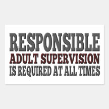 Responsible Adult Supervision Required Rectangular Sticker