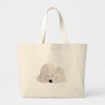 resting polar bear tote bags