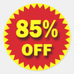 RETAIL SALE BADGE - 85% OFF ROUND STICKERS