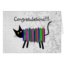 Retired Librarian Book Cat Gifts Card
