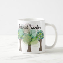 Retired Teacher Artsy Trees Design Gifts Mugs