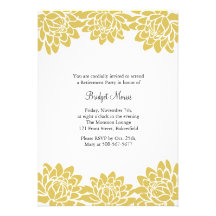 Retirement Party Yellow Modern and Floral Invite
