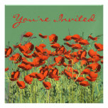 Retirement Red Poppy Flowers Invitation Template