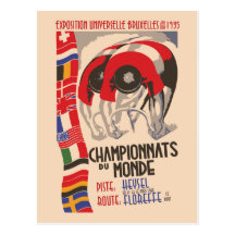 Retro 1930s art deco design cycling post card