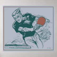 Retro 1930s drawing table tennis poster