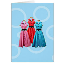 RETRO 1950 DRESSES GREETING CARD