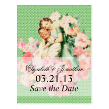Retro 1950s Couple Save the Date Post Cards