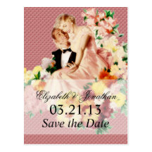 Retro 1950s Couple V2 Save the Date Post Card