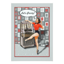 Retro 50s Jukebox Pinup Girl Party Personalised Invitation