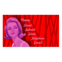 Retro 60s Red & Pink Hairdressers Business Card