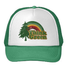 Retro 70s Rainbow, Think Green Hats