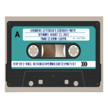 Retro 80s Cassette Mixtape Personalised Personalized Invitations