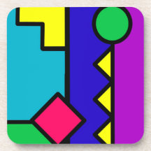 Retro 80s Colour Block Beverage Coasters