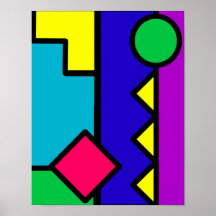 Retro 80s Colour Block Print