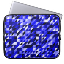 Retro Abstract Blue Triangle Pattern Laptop Sleeve