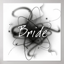 Retro Atomic Bride - Black & White Posters