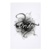 Retro Atomic Bride - Black & White Customized Stationery
