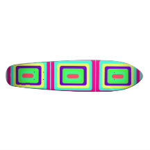 Retro baby blue pink and yellow squares skateboards