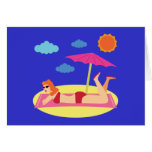 Retro Beach Pinup Girl Card