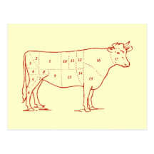 Retro Beef Cuts Post Card