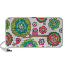 Retro bird pattern illustration iPod speakers