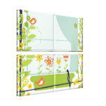 Retro birds and flowers Canvas Print