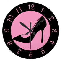 Retro Black And Pink Shoe wall clocks