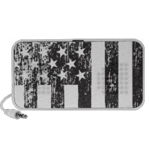 Retro Black and White American Flag Doodle Speaker