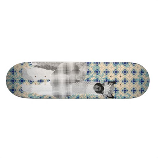 Retro Black & Blue Alpaca Skateboard