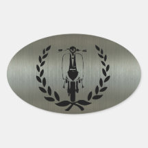 Retro Black Scooter inside laurel Stickers