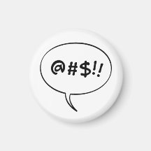 Retro Black & White Comic "@#$!!" Bubble Fridge Magnet