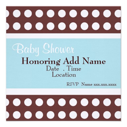 Retro Blue and Brown Dots Baby Shower Invitation