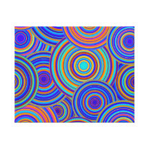 Retro Blue and Orange Circles Pattern Stretched Canvas Prints