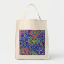 Retro Blue and Orange Circles Pattern Canvas Bags