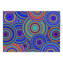 Retro Blue and Orange Circles Pattern Greeting Card