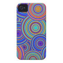 Retro Blue and Orange Circles Pattern iPhone 4 Covers