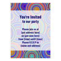 Retro Blue and Orange Circles Pattern Custom Announcement