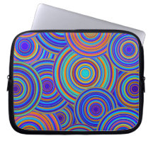 Retro Blue and Orange Circles Pattern Computer Sleeve