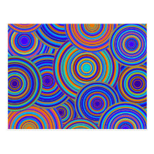 Retro Blue and Orange Circles Pattern Postcard