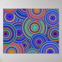 Retro Blue and Orange Circles Pattern Posters