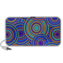 Retro Blue and Orange Circles Pattern Travel Speakers