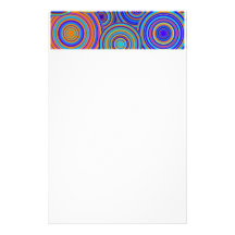 Retro Blue and Orange Circles Pattern Customized Stationery
