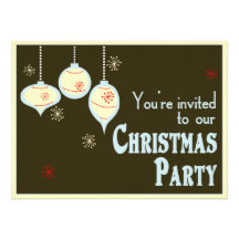 Retro Blue and Tan Christmas Invitations