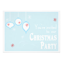 Retro Blue Christmas Invitations