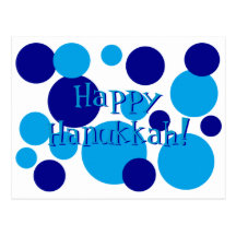 Retro Blue Hanukkah Dots Post Cards