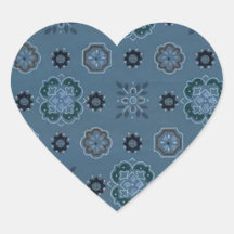 Retro Blue Heart Sticker