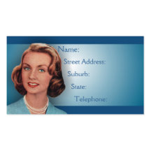Retro Blue Twin Set Hairdressing Business Card
