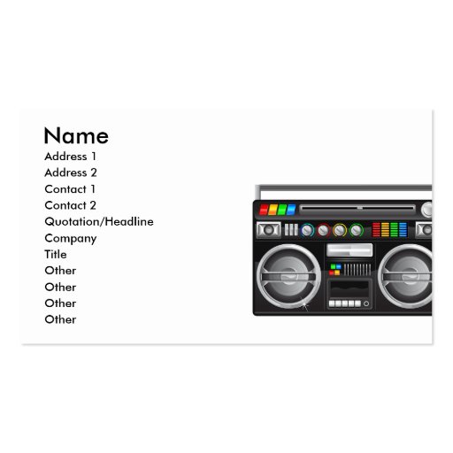 retro boombox ghetto blaster graphic business card template